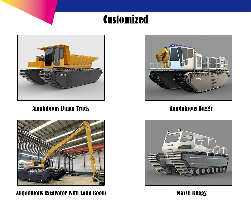 Mini or Large Floating Excavator Swamp Buggy Marsh Amphibious Excavator with Undercarriage Floating Pontoon and Long Reach Boom for Wetland/River/Pond Dredging