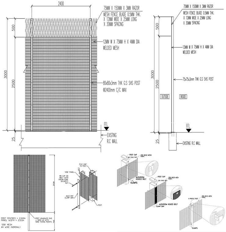 Factory Price High Security Steel 358 Airport Prison Anti Thief Metal Fence