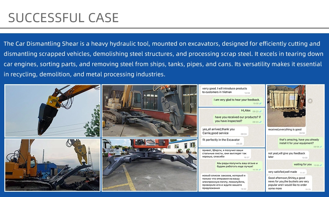 Excavator Hydraulic Car Dismantling Shear Excavatoe Dismantler for Scrap Steel Recycling