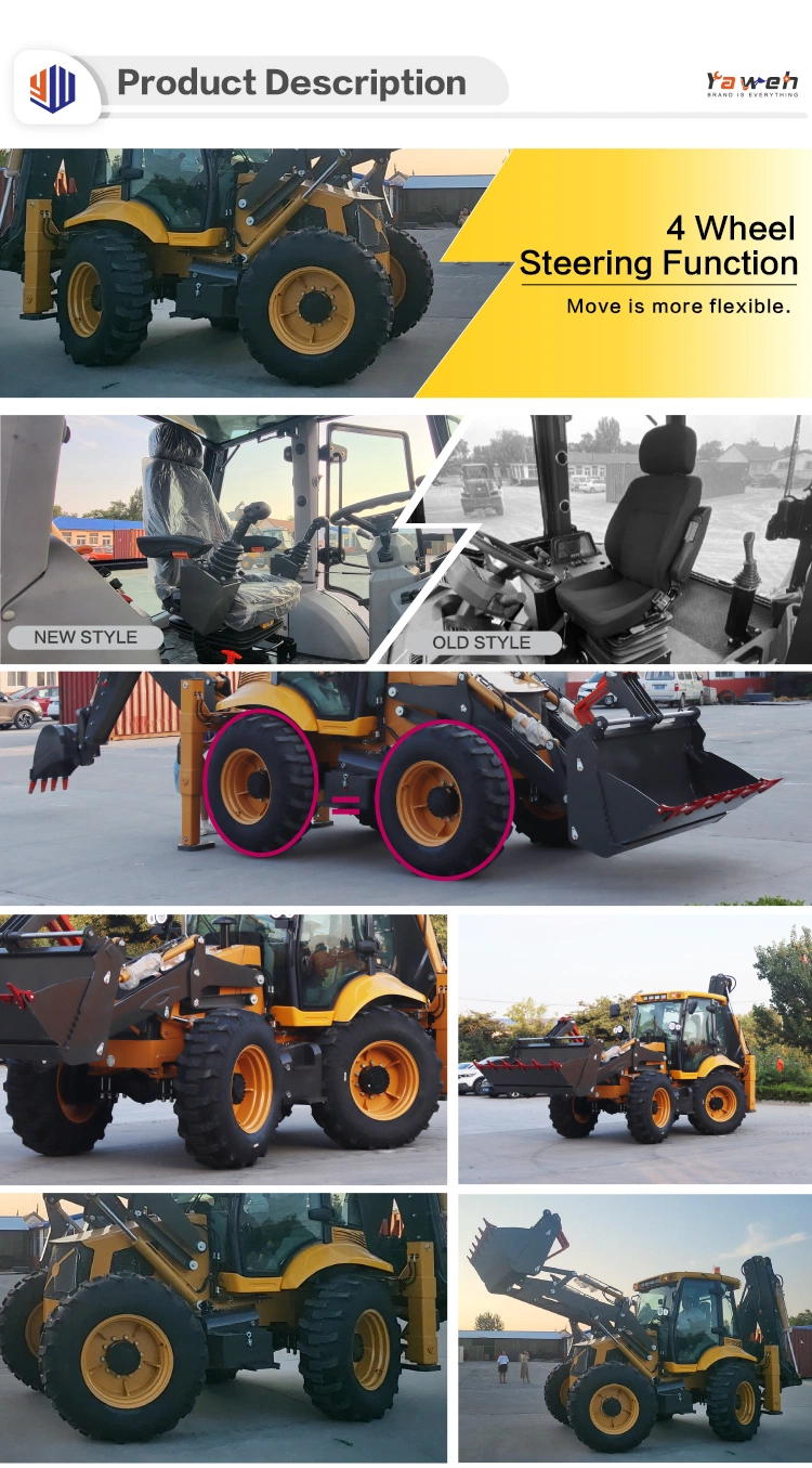 China Mini Compact Tractor with Excavator Front Loader 2 Tons