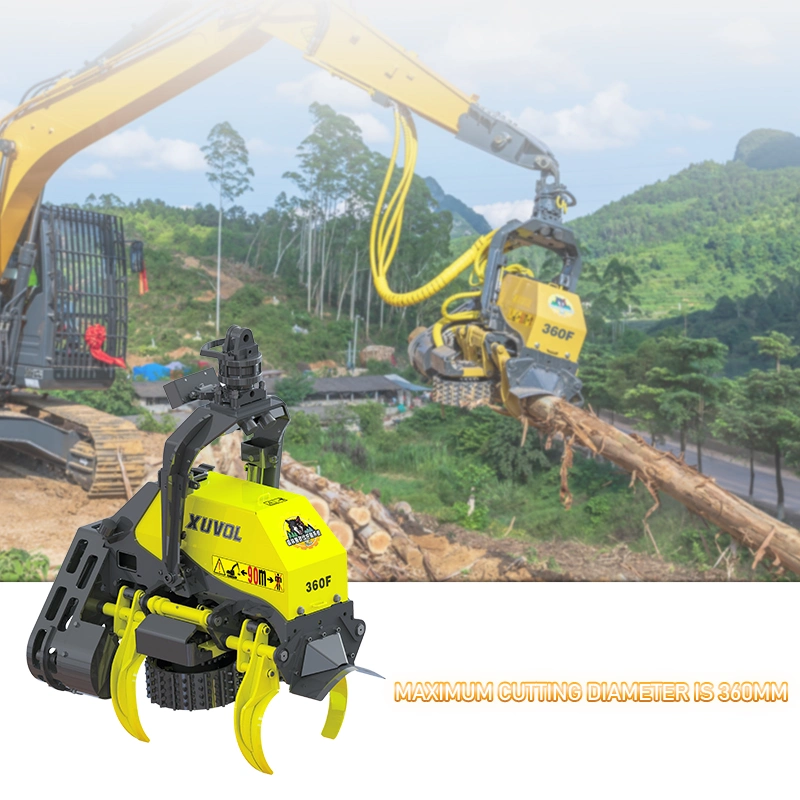 Roller Feeding System Trees Harvester Head for Excavator Hydraulic Wood Cutter with Geometric Structure