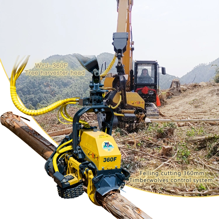 Roller Feeding System Trees Harvester Head for Excavator Hydraulic Wood Cutter with Geometric Structure