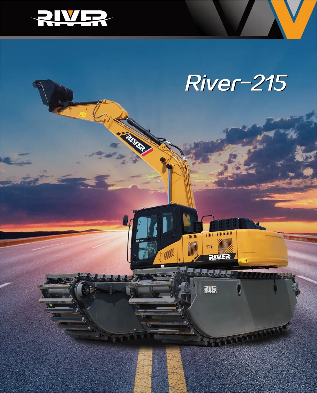 34tons Oil, Gas Mining Construction Machinery Amphibious Excavator Backhoe Loader Towable Hydraulic Crawler Excavator for Wet Dredging Surface