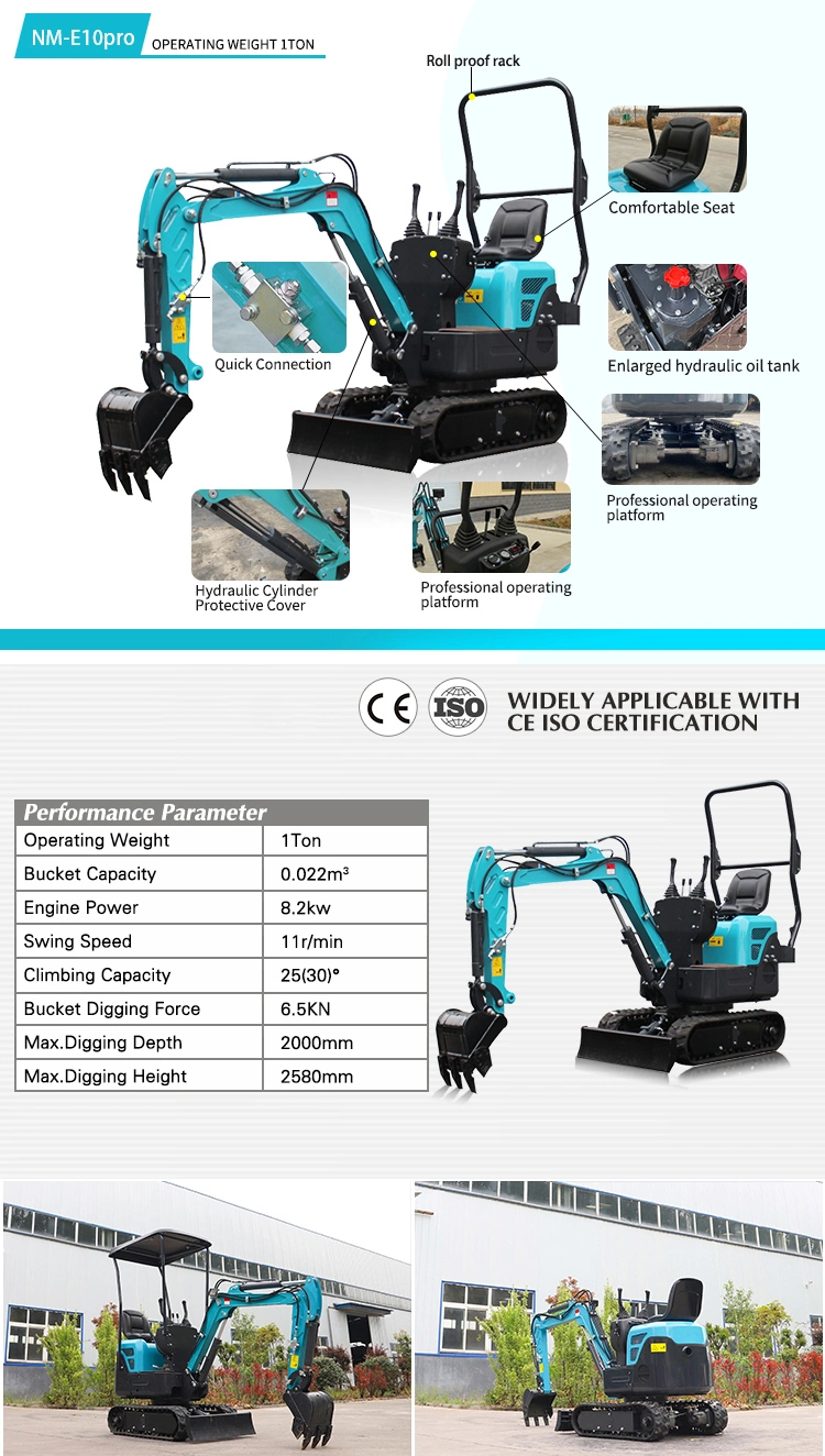 Free Shipping Brand New Small 0.8 1 Ton Mini Crawler Diesel Excavator 1000kg Diesel Electric Mini Excavator Euro V EPA Compliant