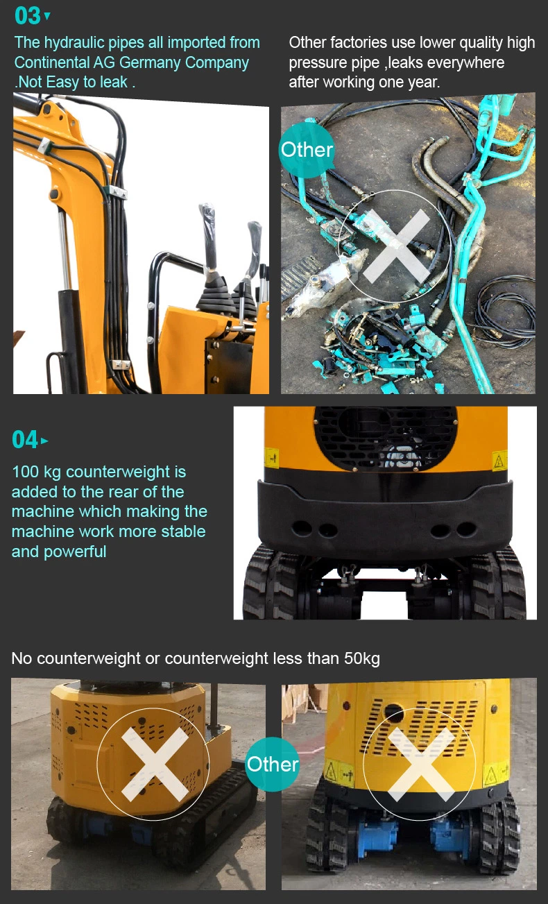 China Construction Equipment Hydraulic Rubber Excavator Small Backhoe with Thumb Clip