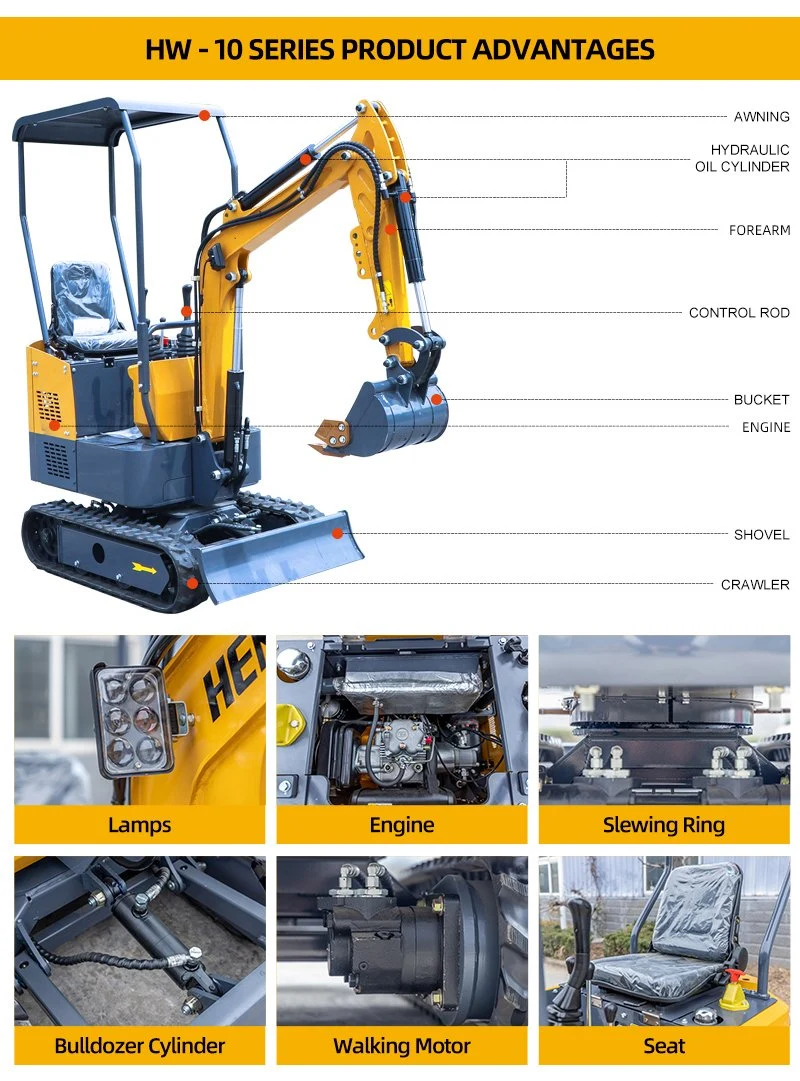 Hot Sell Construction Machinery Max Digging Depth 1320mm Weight 1ton 2ton 3ton Small Micro Mini Crawler Excavators/Excavator Digger/Bagger for Home