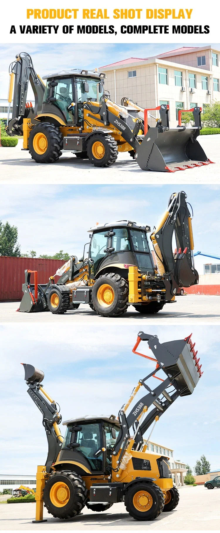 Factory EPA Engine Wheel Loader Excavator Mini Loader 4X4 Backhoe Loader