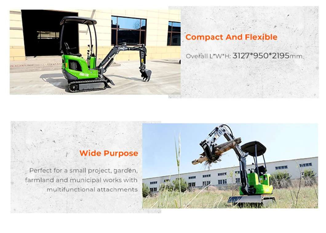 EVERUN ERE12E 1100kg small diggers Multifunction bucket compact tracked hydraulic crawler electric mini excavator