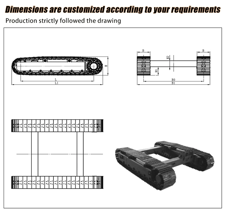 New Design Rubber Track Chassis 0.5 to 20 Ton Undercarriage System for Hydraulic Motor Crawler Drilling Rig Excavator Crane