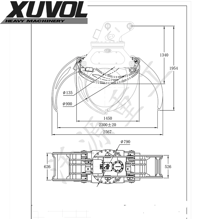 Excavator Wood Log Rotating Grapple Heavy Duty Machinery Parts Excavator Grapple