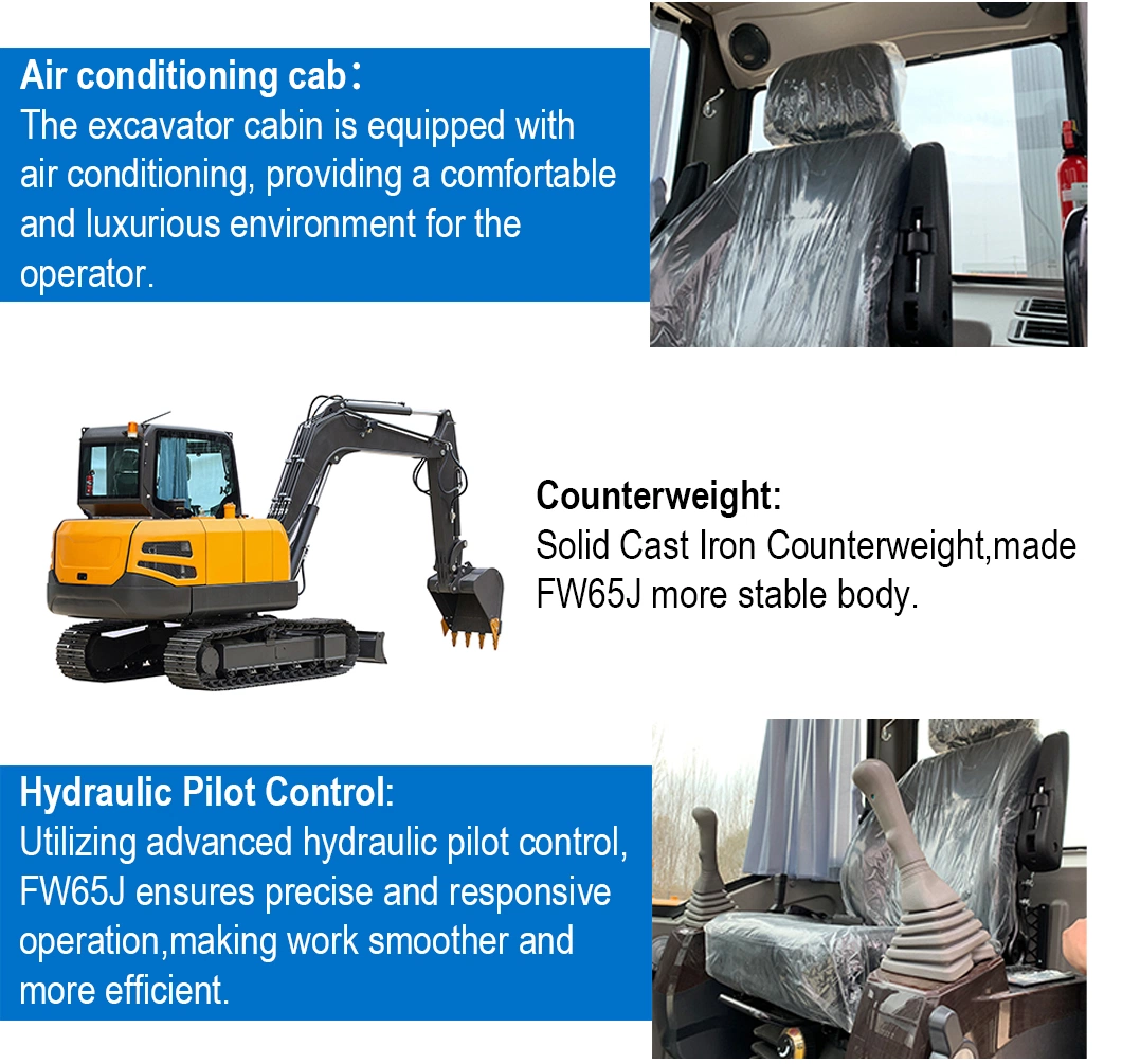 New Design CE EPA 6.5ton Farm Construction Small Crawler Excavator for Sale