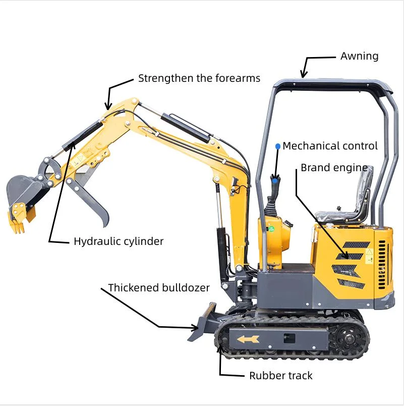 Earth-Moving Machinery CE 1 Ton Crawler Small Micro Farm Garden Digger Hydraulic 800kg Cheapest Mini Excavator 1 2 Ton for Sale