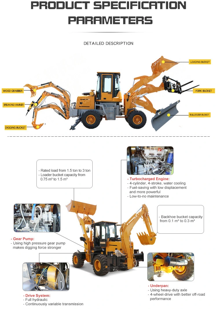 Hydraulic Mini Backhoe Towable Backhoe and Front End Loader