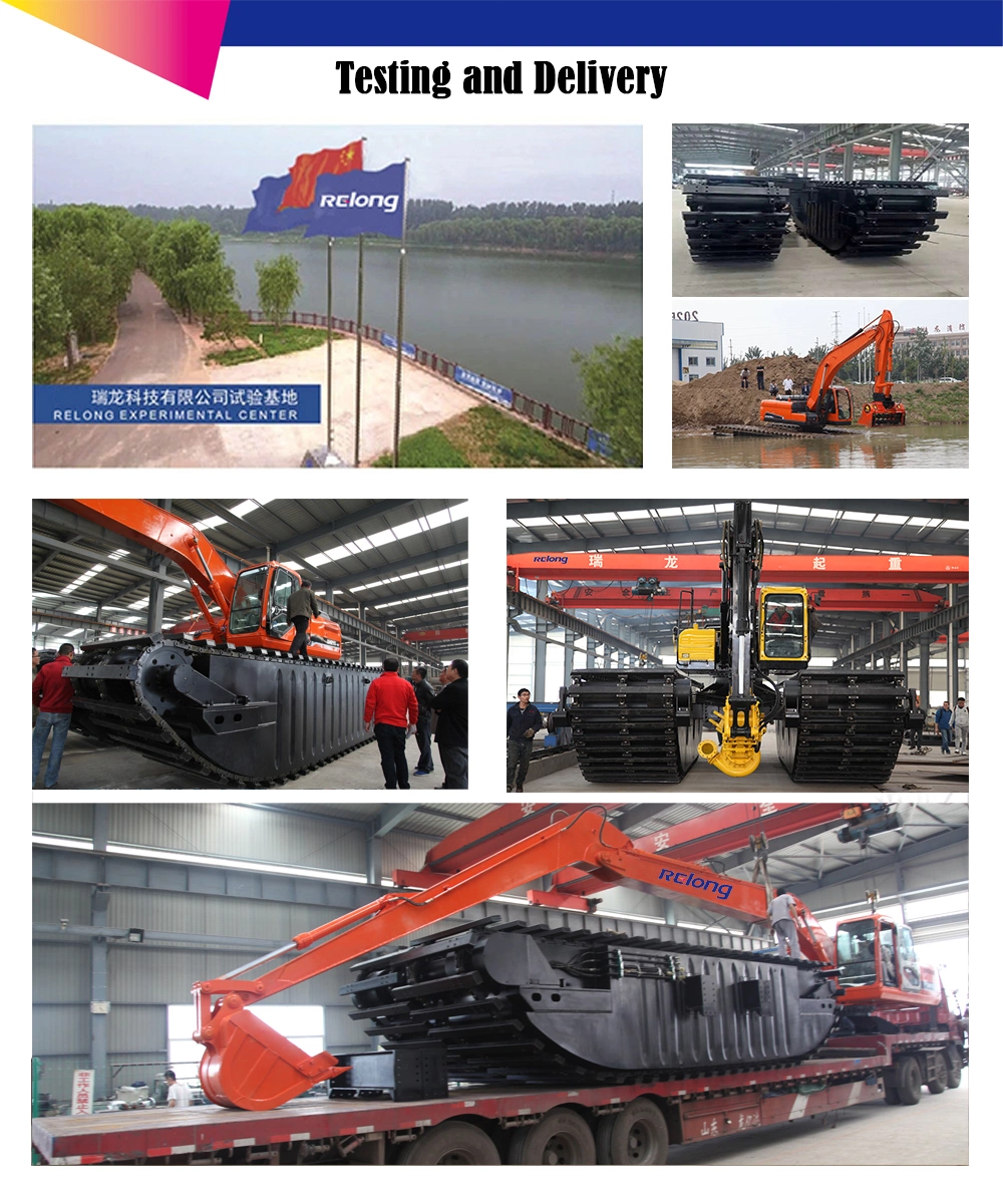 Relong Floating Swamp Buggy Amphibious Excavator Long Reach Boom