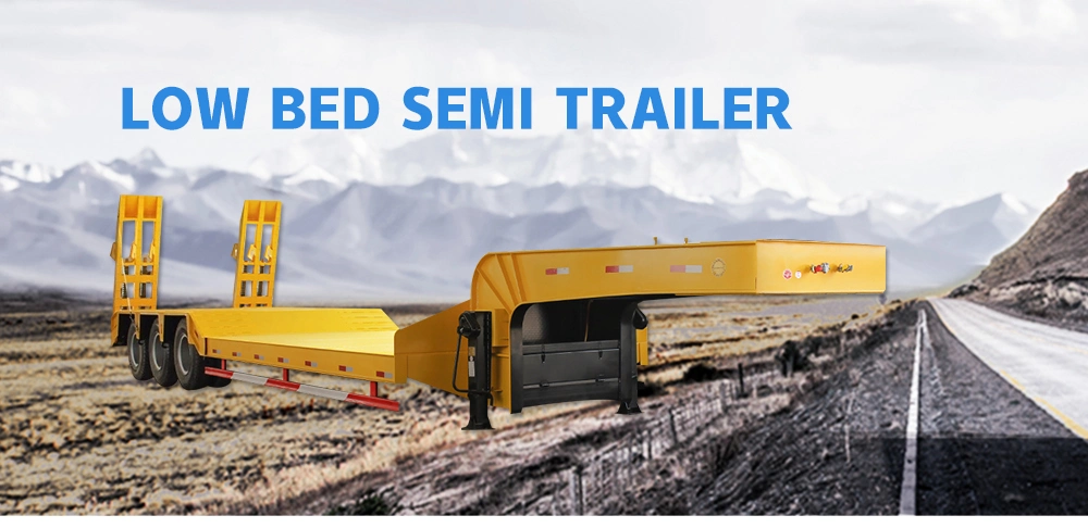 Luen Brand Excavator Low Bed Trailer Low Loader 3 Axle 60/70/80 Tons Lowbed Truck Semi Trailer for Sale