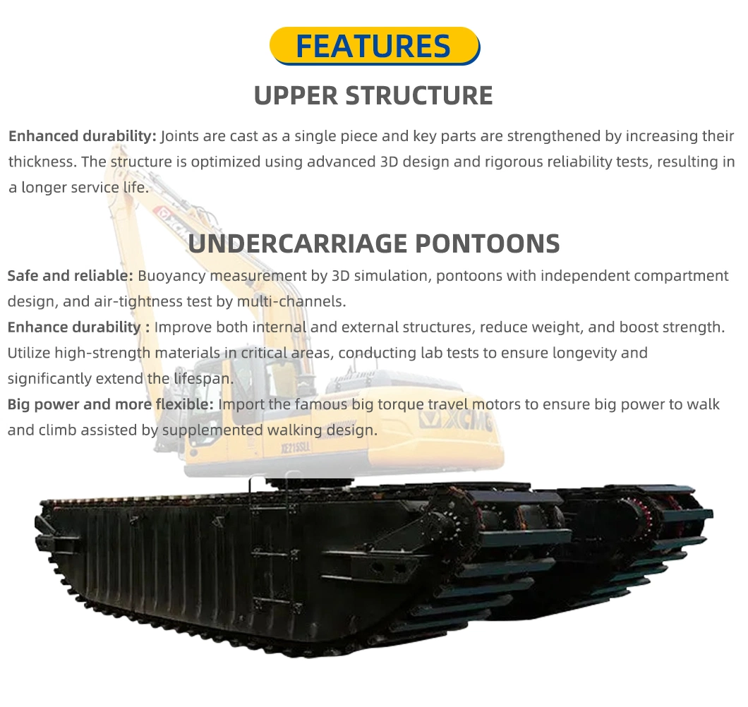 Long Arm Reach Hydraulic Floating Excavator Amphibious Excavator