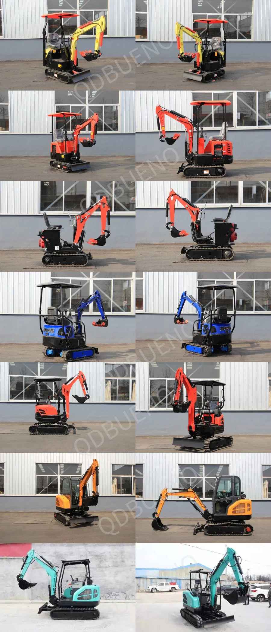 Bueno 0.8/1.2/1.5/1.7/1.8/2.0/2.2/2.5 Ton Small Multi-Function Crawler Mini Diesel/Electric Construction/Farm/Garden Hydraulic EPA4 Swing Boom Mini Excavator