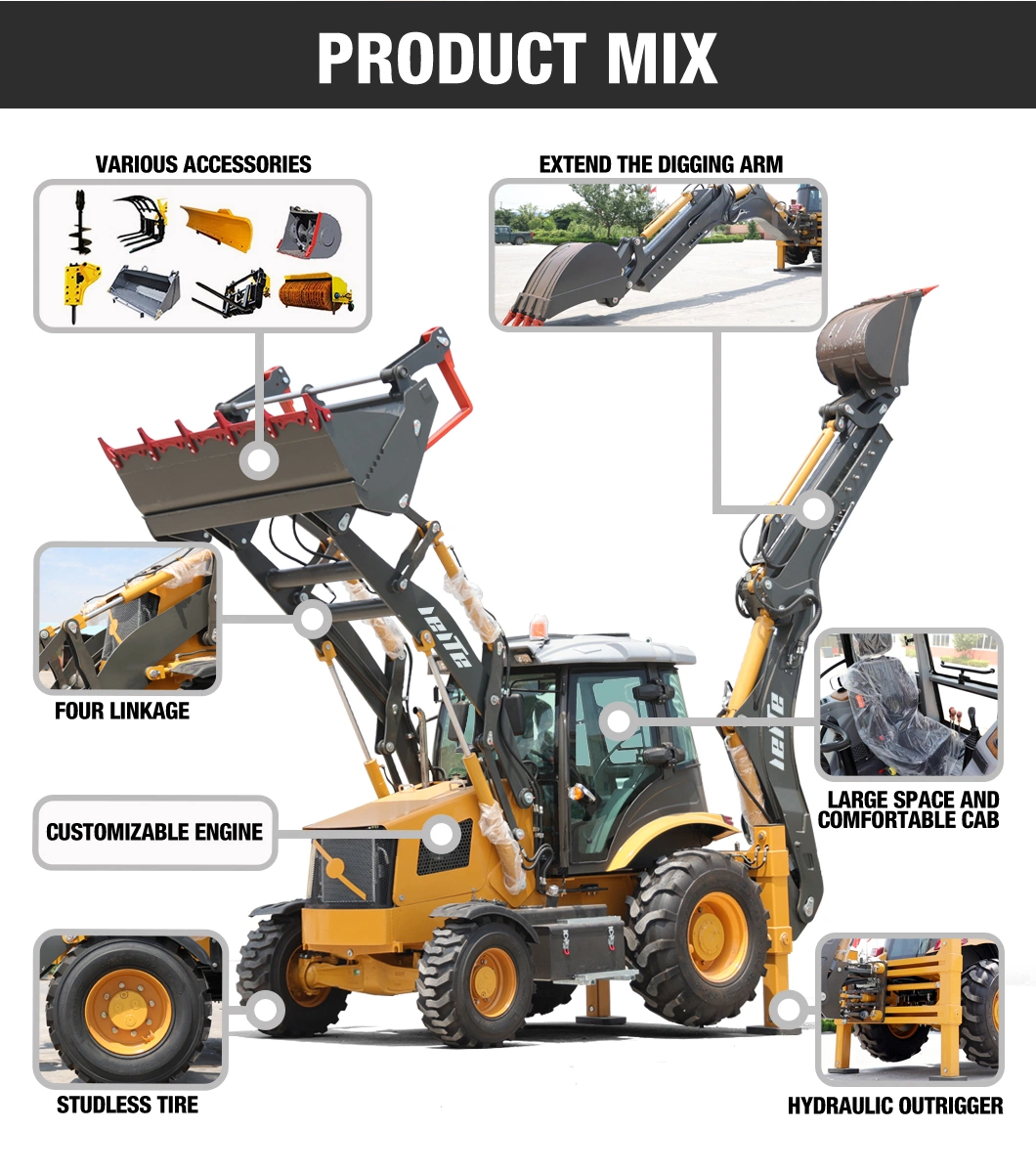 Cheap 4X4 Small Garden Tractor Loader Backhoe Hydraulic Excavator Loader Integrated Machine Wheel Mini Backhoe Loader Backhoe Sale