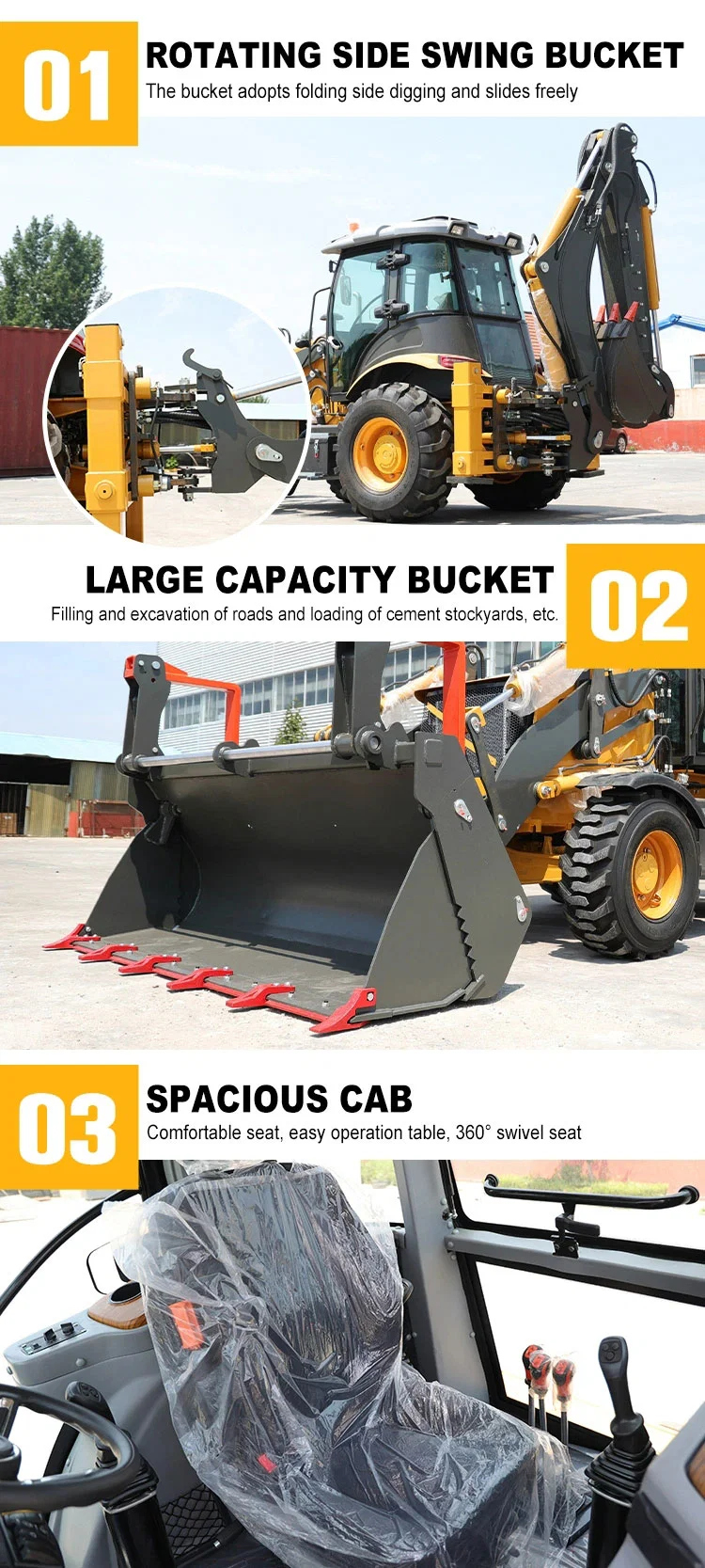 Factory EPA Engine Wheel Loader Excavator Mini Loader 4X4 Backhoe Loader