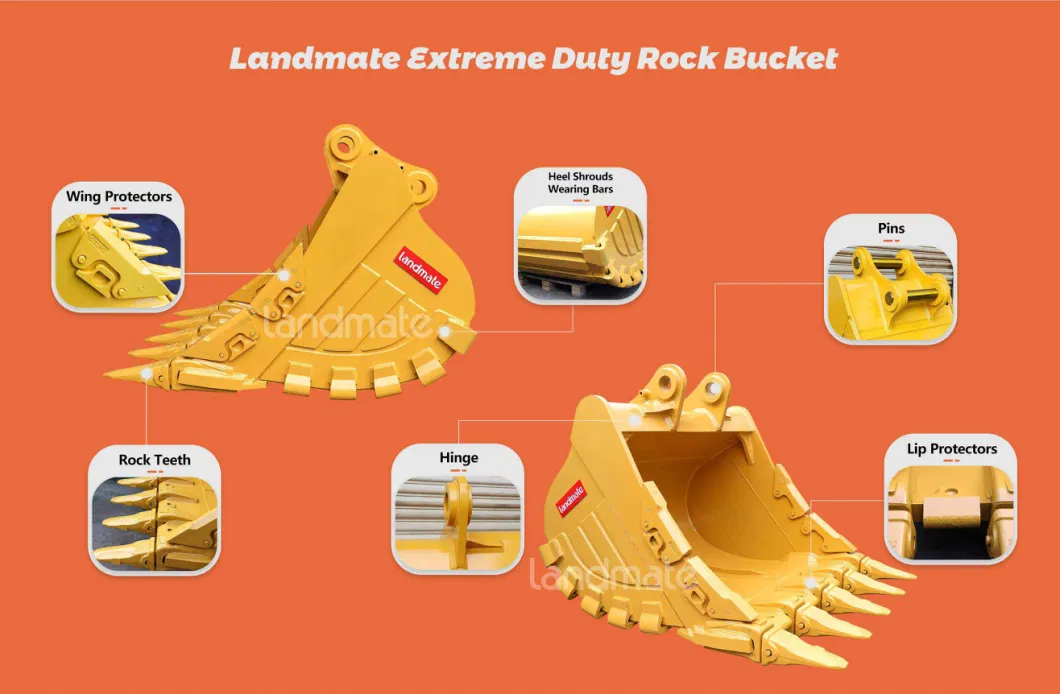 20t 30t Extreme Heavy Duty Rock Excavator Digging Bucket for Mining and Quarry