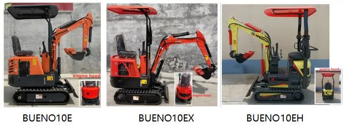 Bueno 0.8/1.2/1.5/1.7/1.8/2.0/2.2/2.5 Ton Small Multi-Function Crawler Mini Diesel/Electric Construction/Farm/Garden Hydraulic EPA4 Swing Boom Mini Excavator