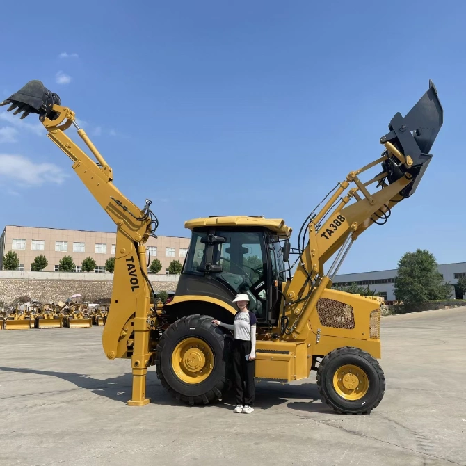 Low Price Excavator with Backhoe and Front Loader Small Backhoe Loader 4 Wheel Drive with Fork