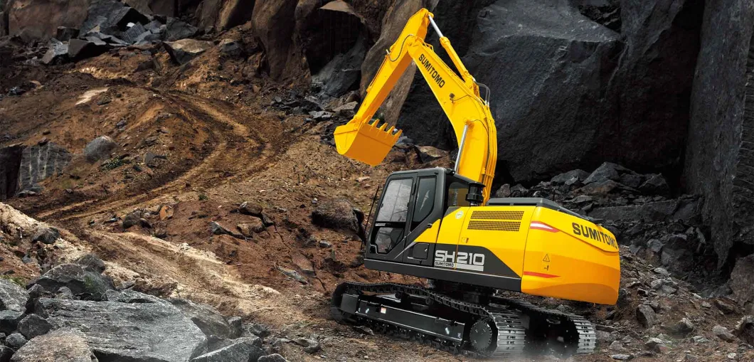 China Crawler Front End Loader Excavator with Attachments Rock Bucket Hydraulic Drive/Air-Conditioned Cab