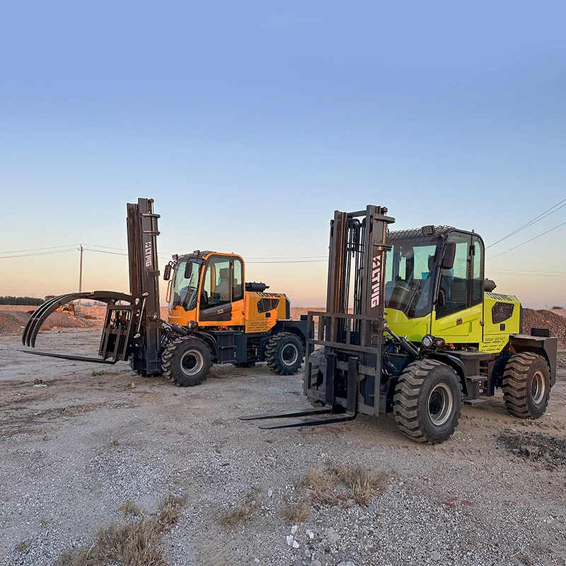 2024 New Rough Terrain Forklift 3ton 4ton 5ton with Hydraulic Attachment Gripping Clip