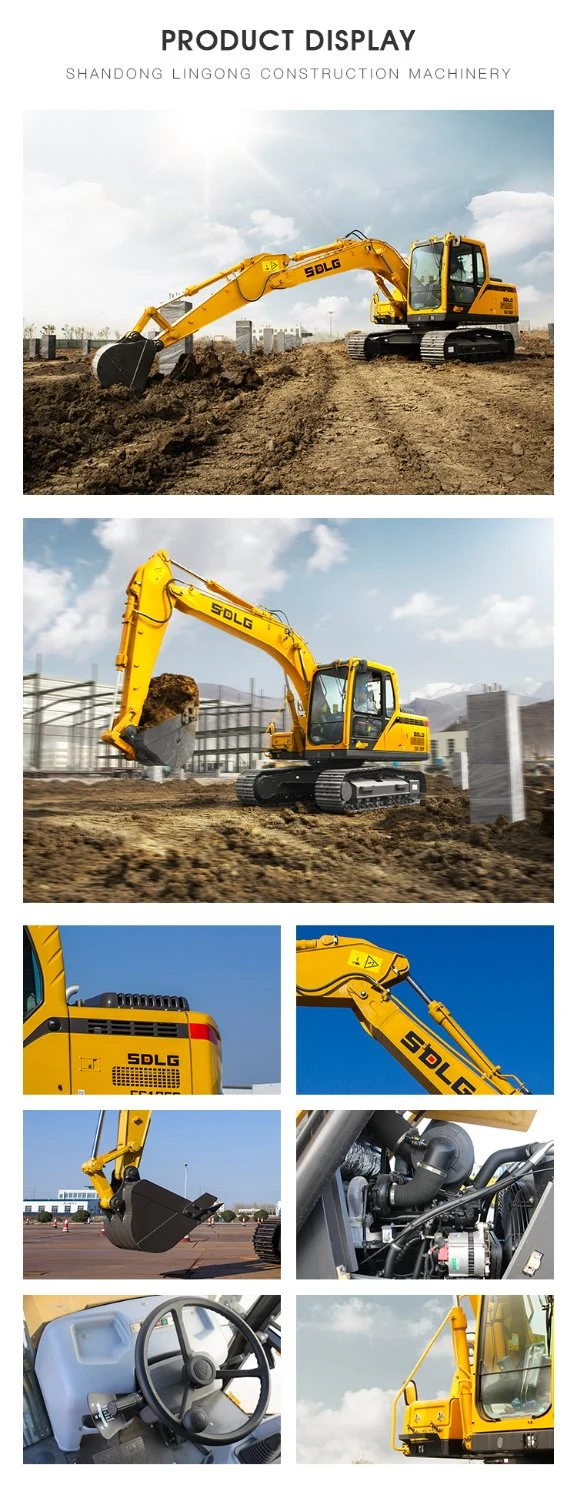 Newly Designed Sdlg E6135f 13.5t Hydraulic Crawler Excavator with 0.5m3 Bucket Imported Engine and Reinforced Chassis