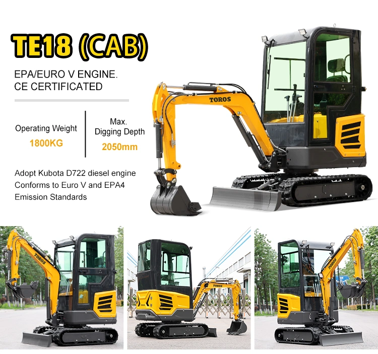 Backhoe Excavators Free Shipping EPA Mini Excavator 1.8 Ton Mini Bagger 1000kg Mini Digger with Thumb Bucket for Sale Crawler Excavator 1.5 Ton 2 Ton 2.5 Ton 5t