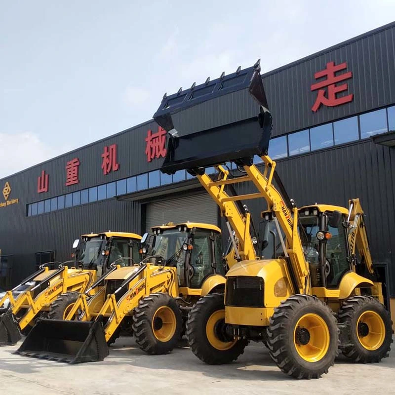 Shanzhong Brand 8 Ton 9 Ton 10 Ton Wheel Backhoe Loaders Excavator Product with Luxury High-End Version, 4X4 and Hydraulic Sideshift