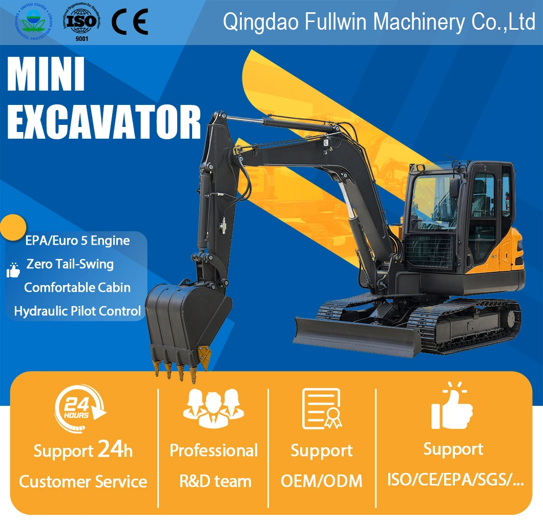 New Design CE EPA 6.5ton Farm Construction Small Crawler Excavator for Sale