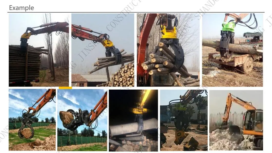 Construction Machinery Excavator Log Wood Grapple Hydraulic Rotary Grab