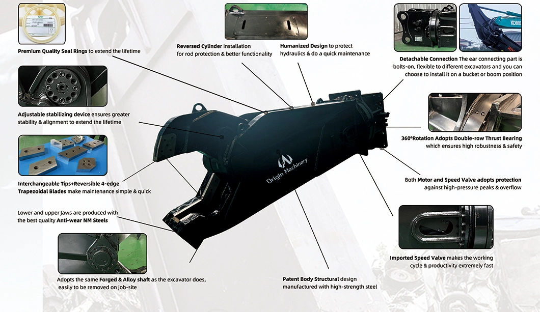 Metal Cutting Hydraulic Pulverizer Scrap Shear for Excavator Demolition