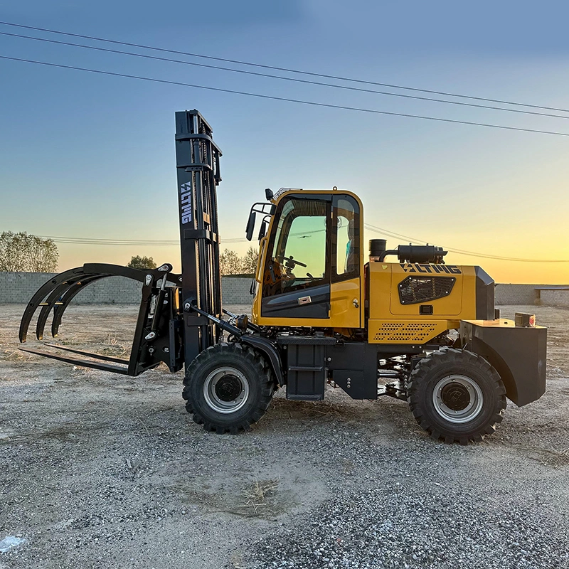 2024 New Rough Terrain Forklift 3ton 4ton 5ton with Hydraulic Attachment Gripping Clip