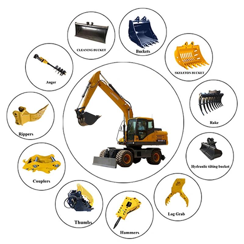 Factory Sale 7 Ton Wheeled Excavator Earth Moving Machinery 75W 90W 160W Excavators