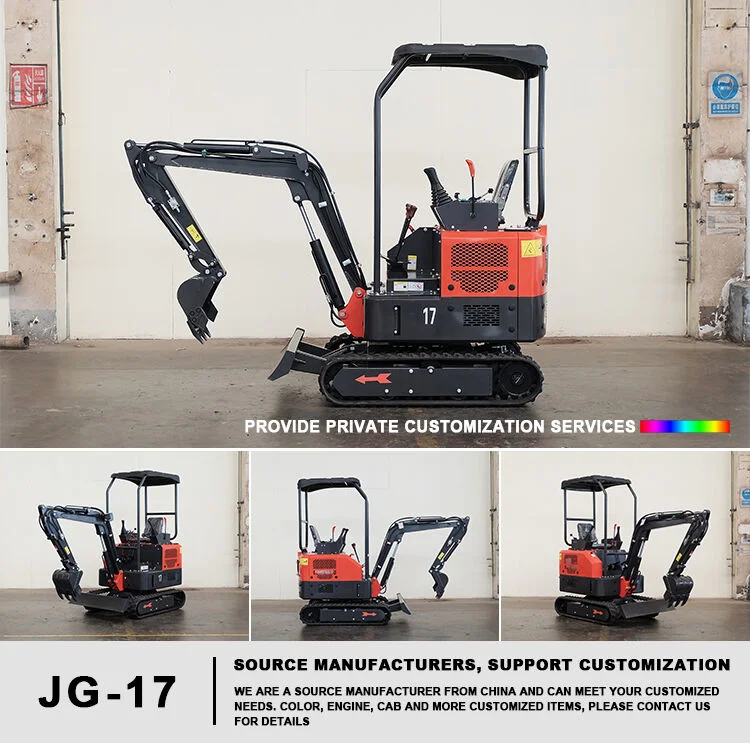 Sdjgchina High Quality Small Extra Large 1t 1.2 1.5 1.6 1.8 Mini Ton Excavator Crawler Excavator