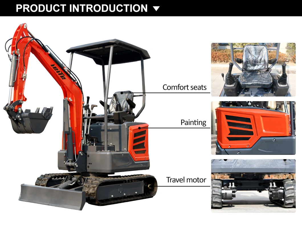 Construction Machinery Electric Hydraulic Micro Mini Digger 1.5t 2t 1t 0.8 1.2 1.7 2 Ton 1ton Smallest Bagger Excavator
