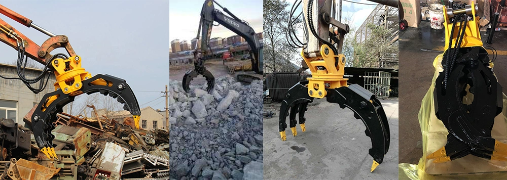 Excavator Rotating Rock Gab Wood Grapple for 3-10 Ton