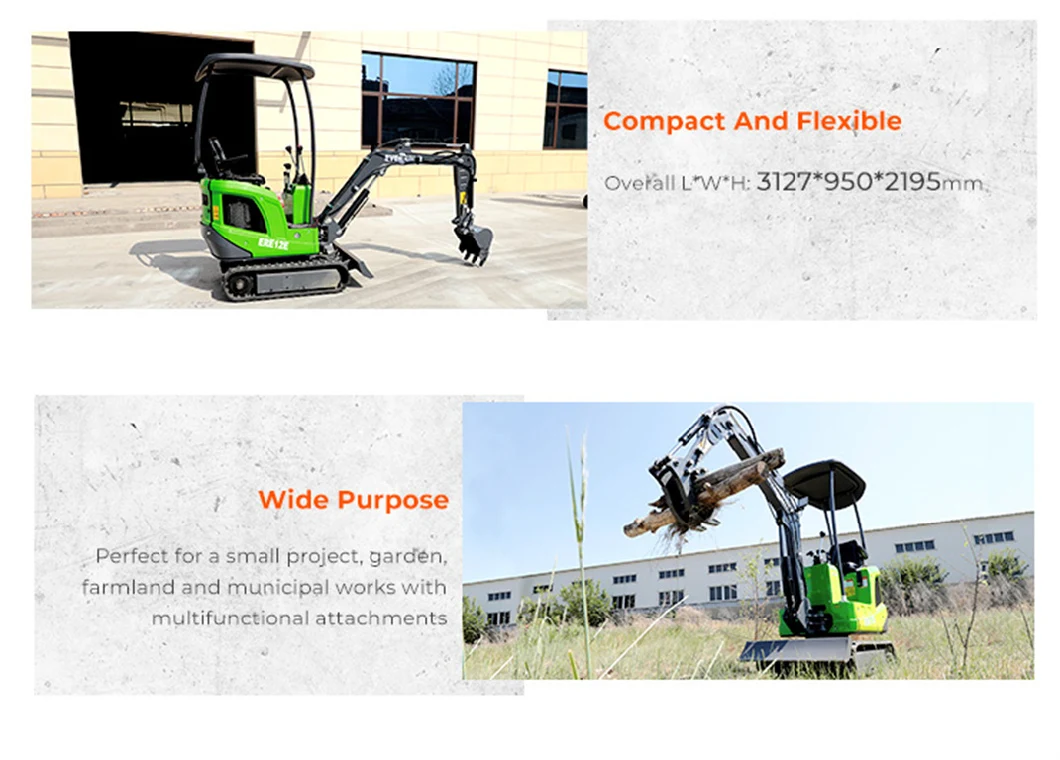 EVERUN ERE12E 1100kg micro digger machine with LED working light bucket tracked small hydraulic crawler electric mini excavator