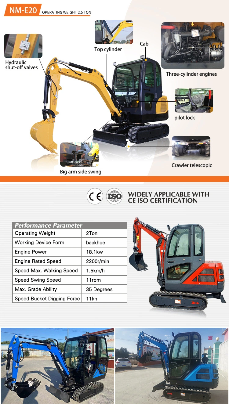 Micro Excavator Digger 2ton 3ton Diesel Engine Hydraulic Joystick Operation 3t Mini Excavator