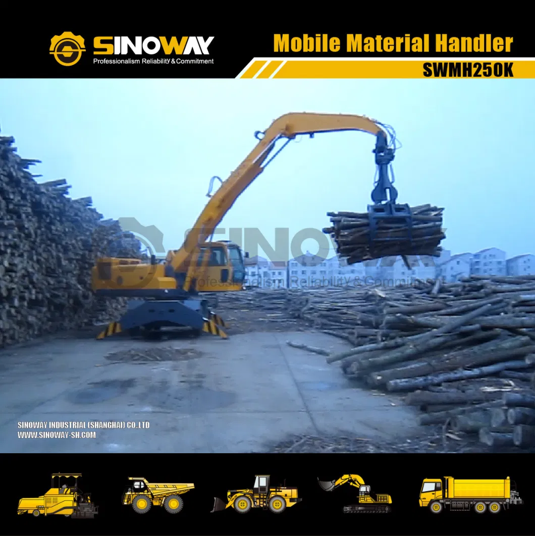 China Wheel Material Handling Excavator with Hydraulic Cab Elevation