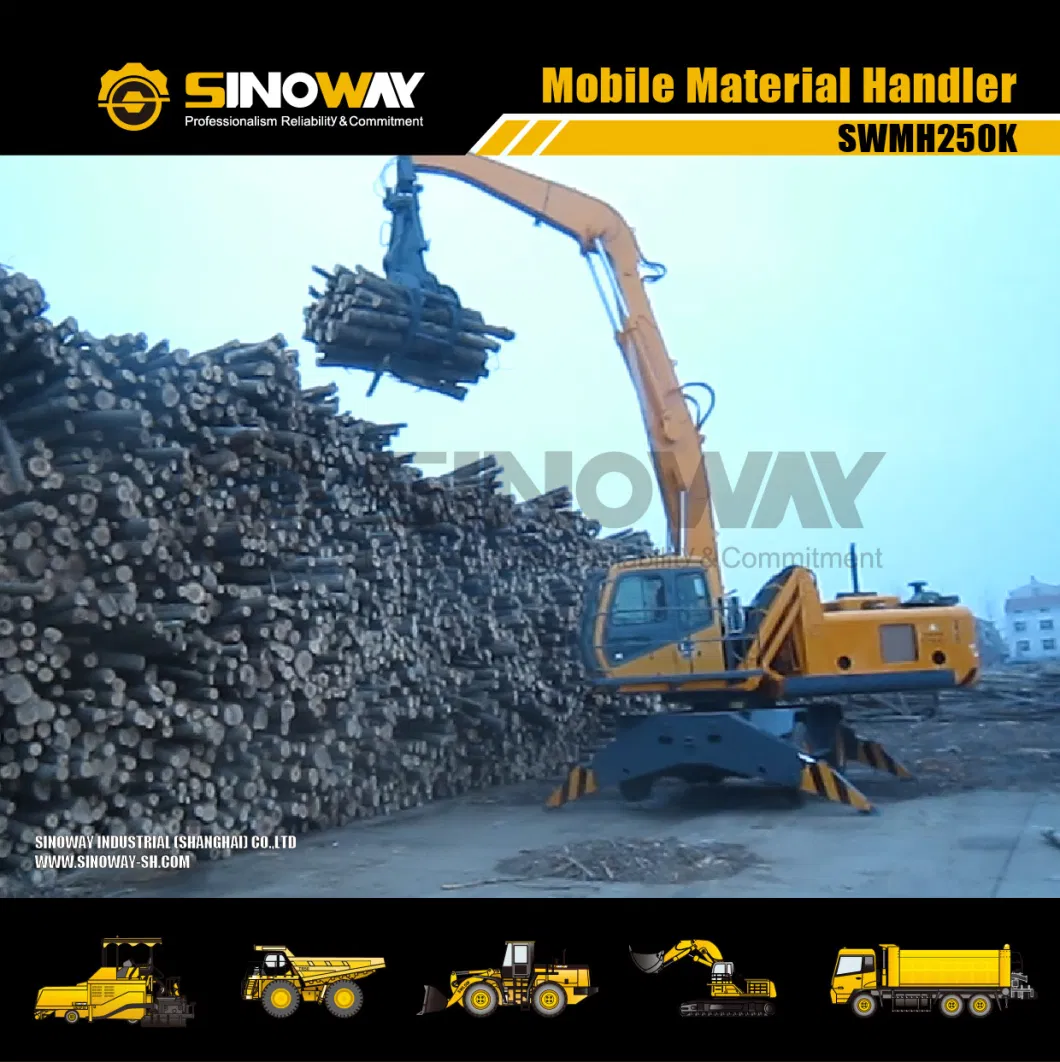 China Wheel Material Handling Excavator with Hydraulic Cab Elevation