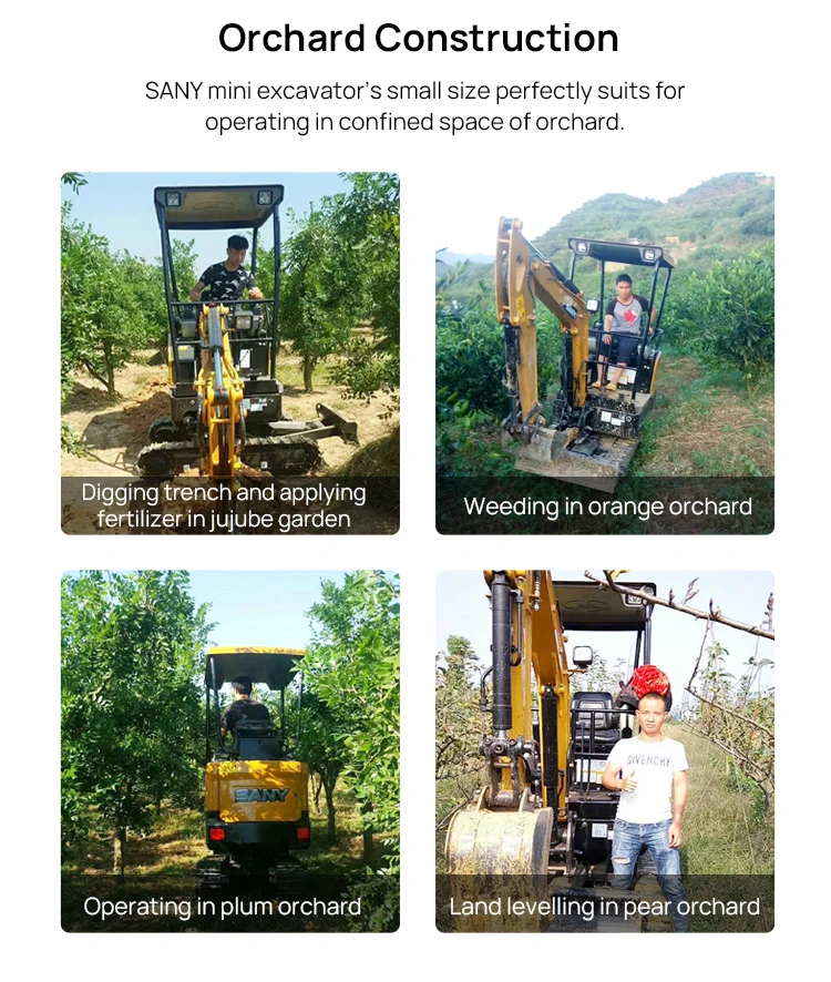 Sany Official Forestry Work Mulching Tree Cutting Crawler Digger Machine Mini Excavator