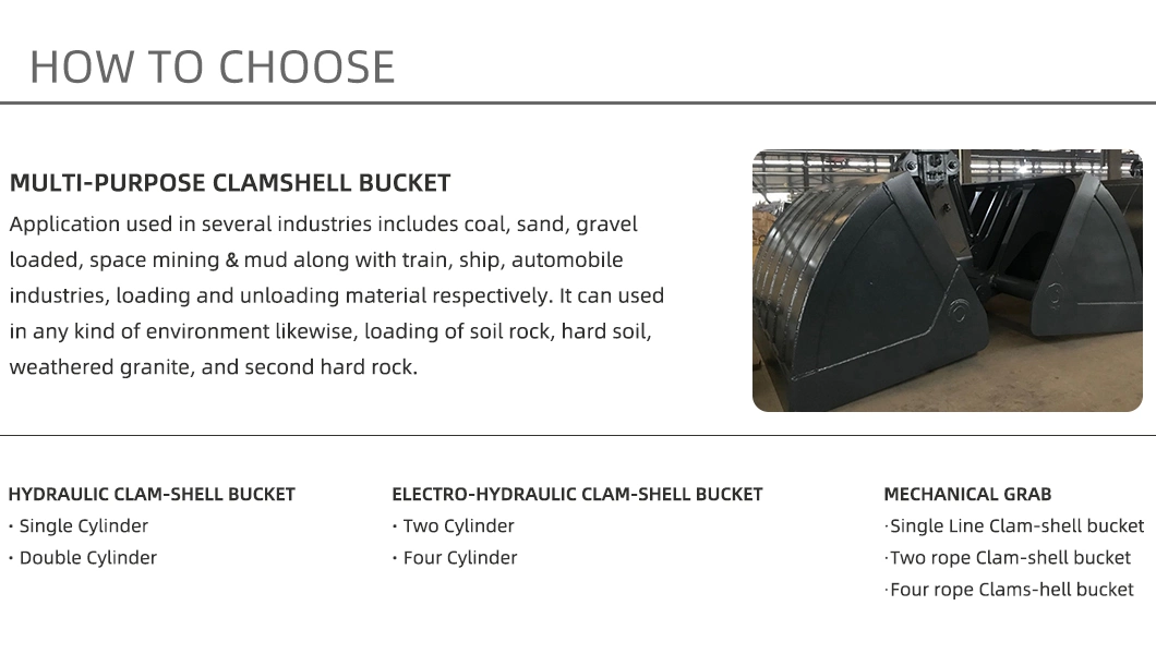 Clamshell Grab Bucket Hydraulic Shell Excavator Bucket for Foundation Excavation