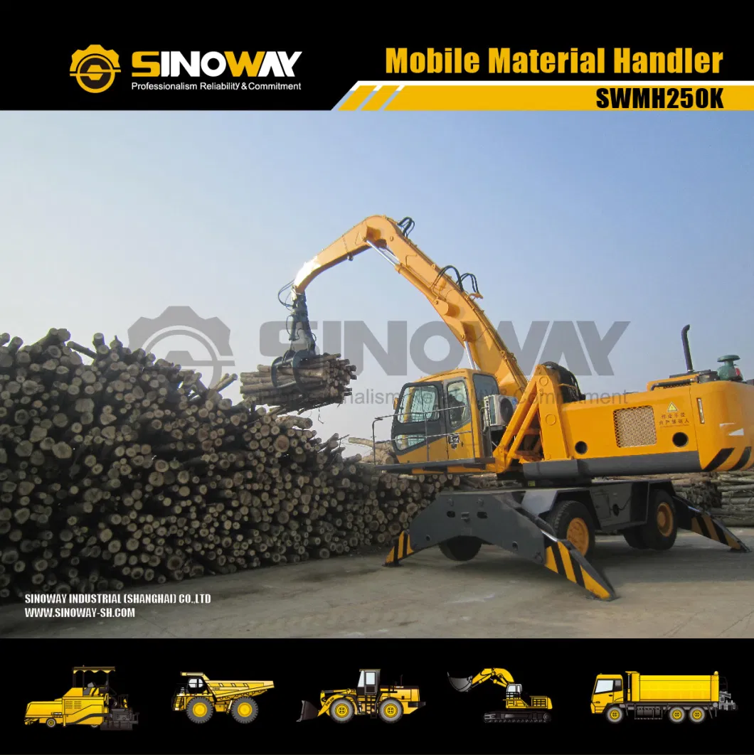 China Wheel Material Handling Excavator with Hydraulic Cab Elevation