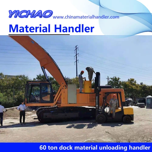 19 Meter Boom Diesel Engine and Electric Motor Dock/Quay/Pier Loading and Unloading Material Handler for Sand Chemical Fertilizer with Clamshell Bucket Grab