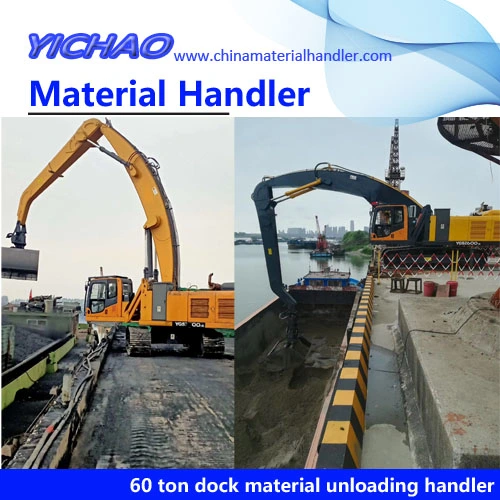 19 Meter Boom Diesel Engine and Electric Motor Dock/Quay/Pier Loading and Unloading Material Handler for Sand Chemical Fertilizer with Clamshell Bucket Grab