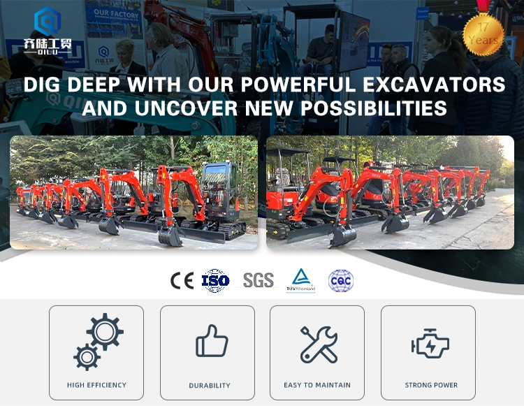 Cheap Rubber Crawler Excavator Made in China 1.7 Ton Diesel Engine Excavator