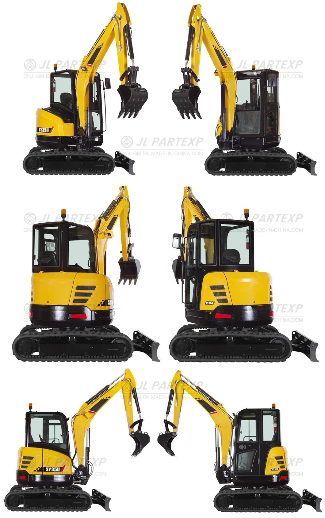 New Agricultural Machinery Farm Garden Orchard Home Hydraulic Medium Mini Small Compact Enclosed Closed Cabin Black Yellow Portable Excavator Digger Trade